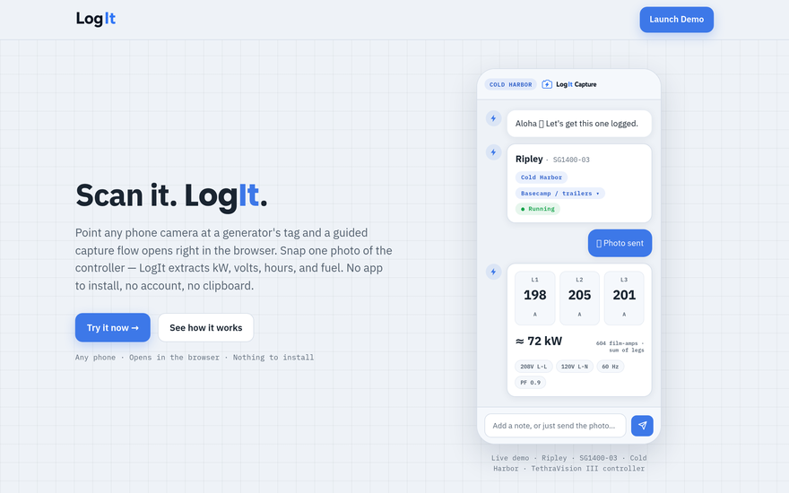 LogIt website preview